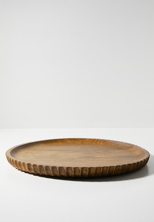 Sixth Floor - Ribbed Wooden Serving Tray Natural