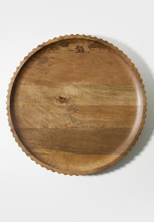 Sixth Floor - Ribbed Wooden Serving Tray Natural