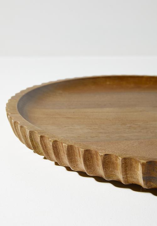 Sixth Floor - Ribbed Wooden Serving Tray Natural