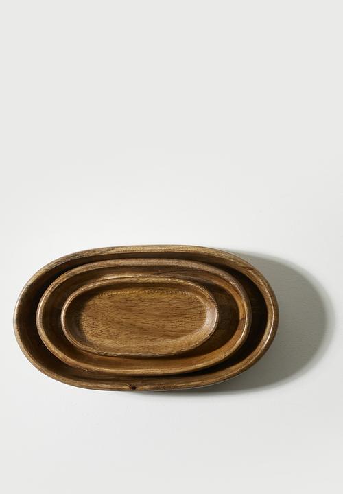 Set 3 Wooden Nesting Bowls Natural