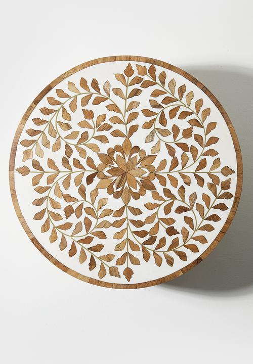 Sixth Floor - Wooden Inlay Cake Stand Natural & White