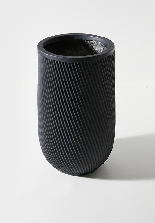 Sixth Floor - Diag Outdoor/Indoor Fiberclay planter - Black