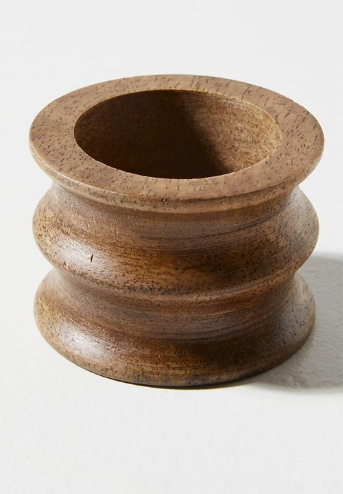 Sixth Floor - Ribbed Wooden Napkin Rings Set 4