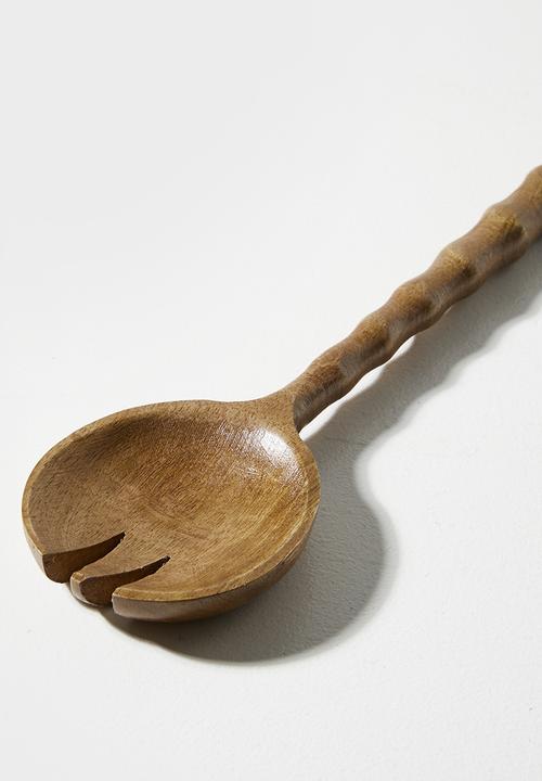 Sixth Floor - Wooden Ribbed  Salad Servers