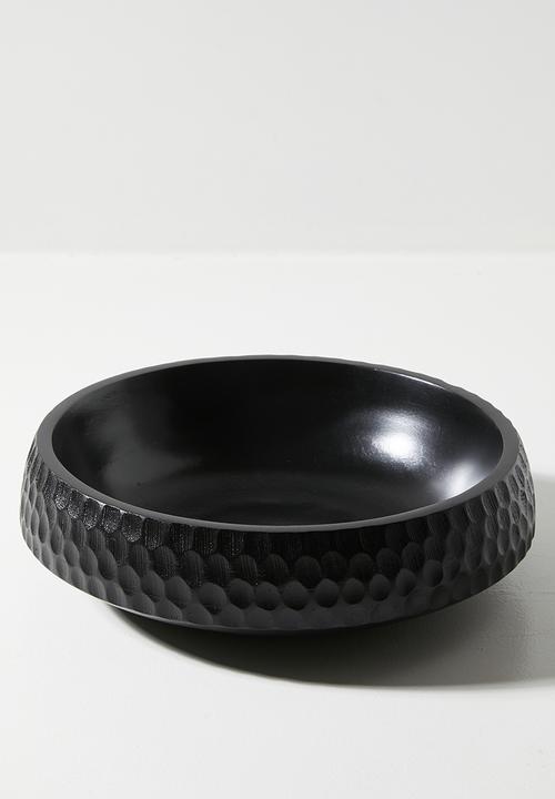 Sixth Floor - Wooden Engraved Salad Bowl - Black