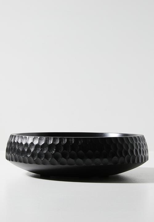 Wooden Engraved Salad Bowl - Black