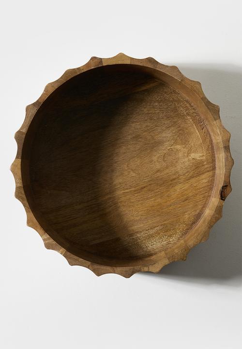 Sixth Floor - Ribbed Wooden Salad Bowl - Natural