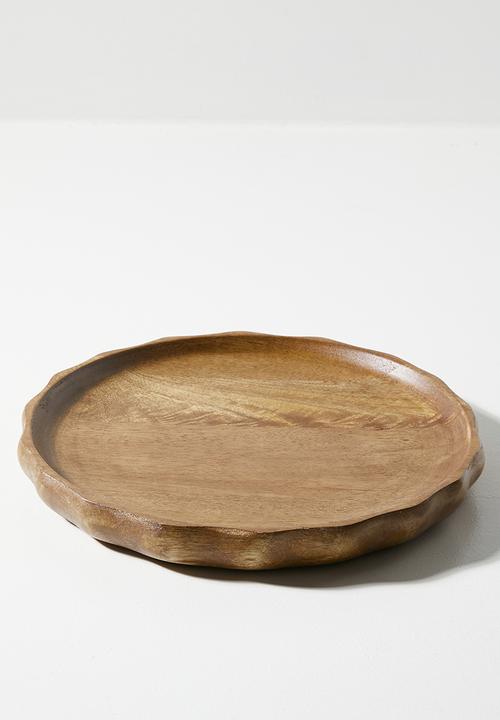 Wooden Ripple Serving Tray Natural