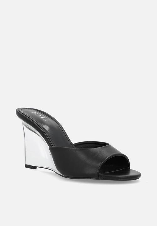 Raid London - Ginello open toe wedge heel mule - black 