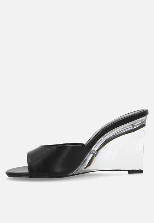 Raid London - Ginello open toe wedge heel mule - black 