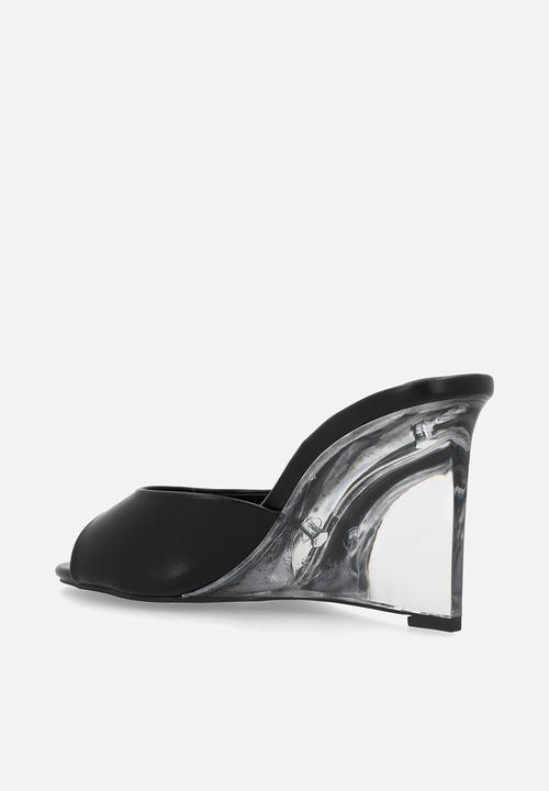 Raid London - Ginello open toe wedge heel mule - black 