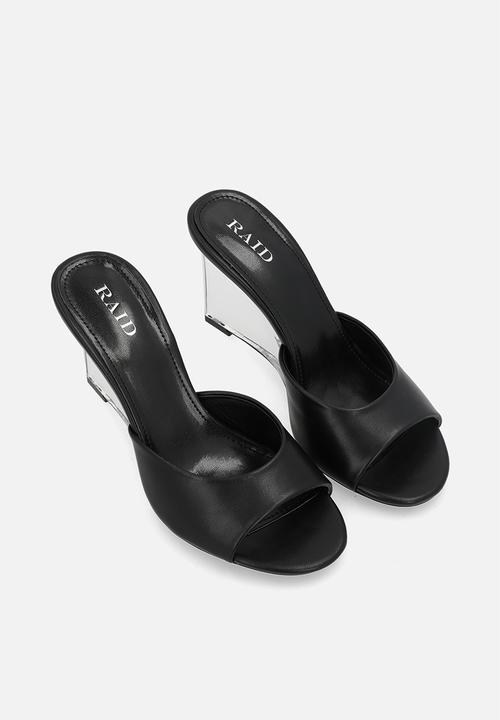 Raid London - Ginello open toe wedge heel mule - black 