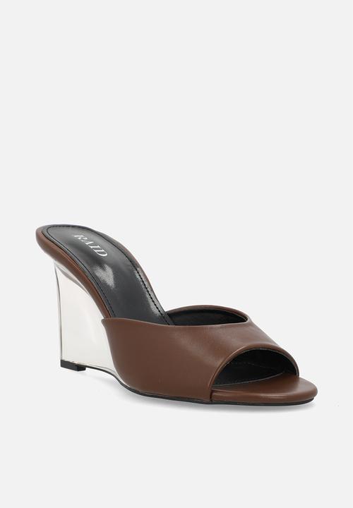 Raid London - Ginello open toe wedge heel mule - brown 