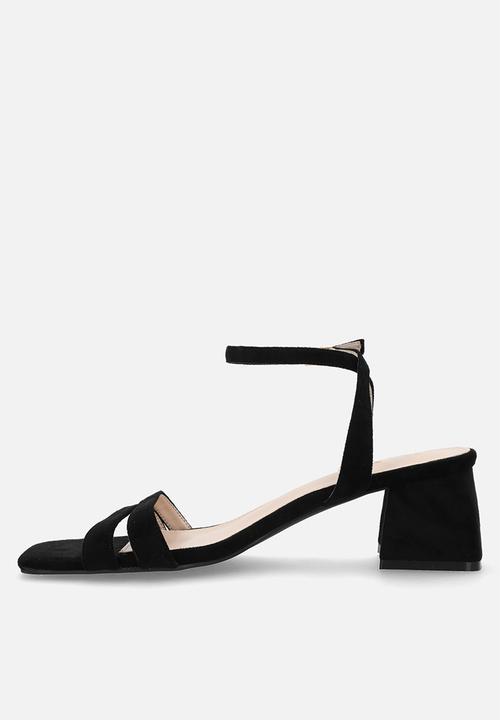 Raid London - Davina open toe block heel ankle strap - black 