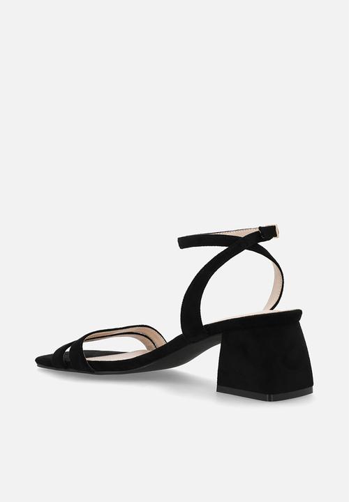 Raid London - Davina open toe block heel ankle strap - black 