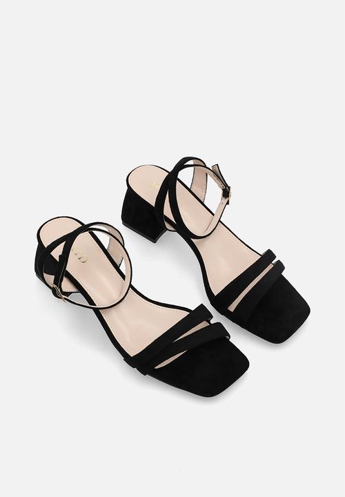 Raid London - Davina open toe block heel ankle strap - black 