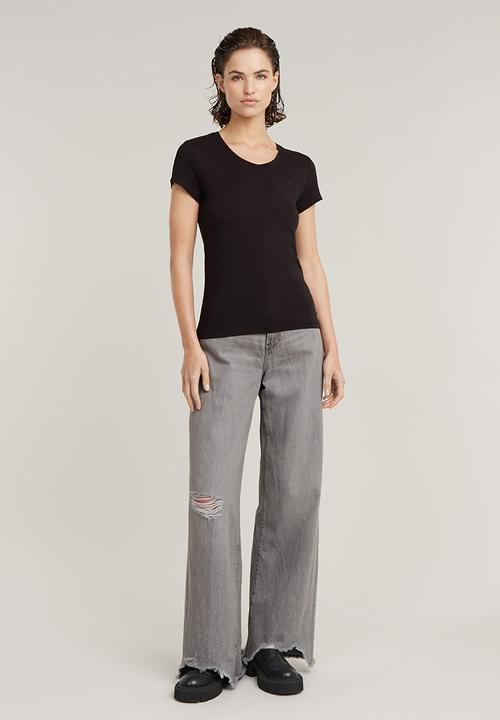 G-STAR - Eyben Slim V-Neck Top 2.0 Wmn - Dk Black