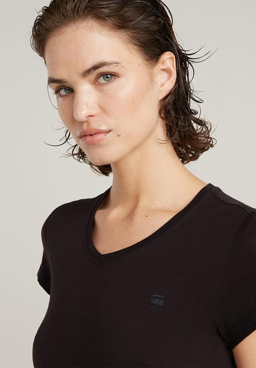 G-STAR - Eyben Slim V-Neck Top 2.0 Wmn - Dk Black