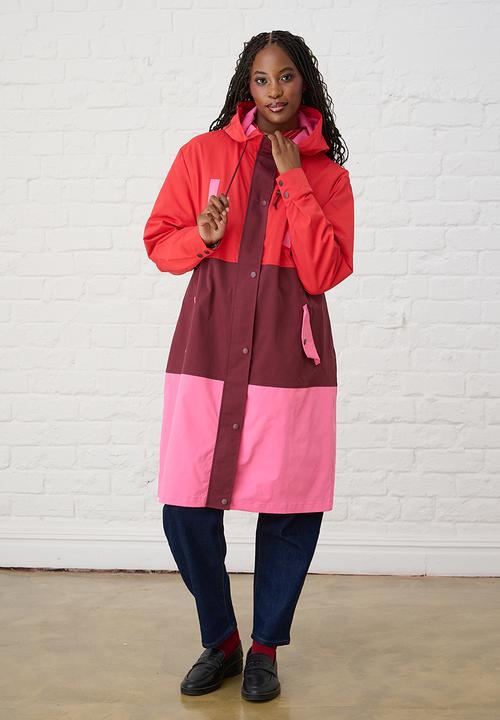 Me&B - Colourblock Raincoat - Red/Pink