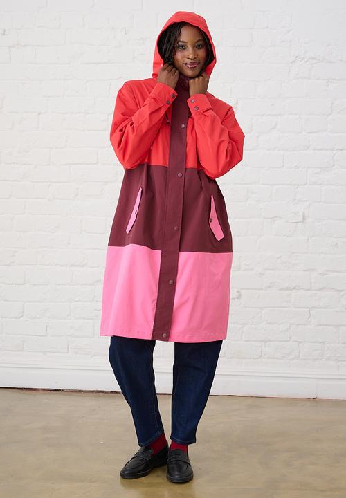 Me&B - Colourblock Raincoat - Red/Pink