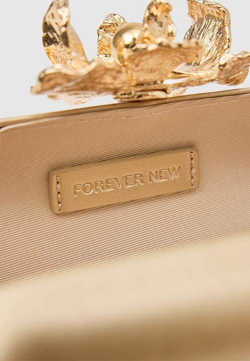 Forever New - Gina orchid clasp hardcase clutch in gold