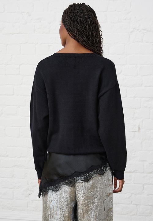 Me&B - Heavyweight Cardigan in 3D Bows - Black