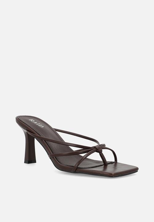 Raid London - Evena open toe stiletto heel mule - brown 