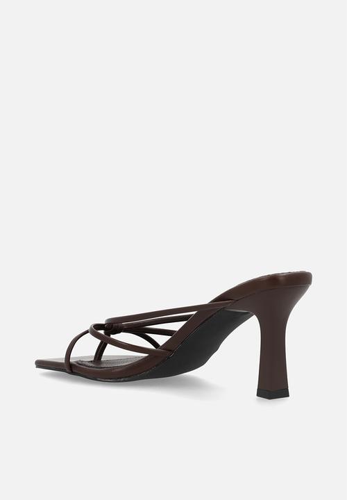 Raid London - Evena open toe stiletto heel mule - brown 