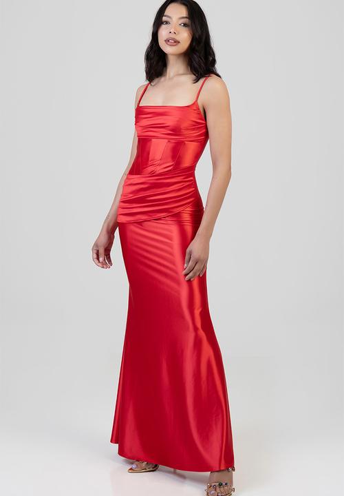 SISSY BOY - Free Fall: Maxi Dress With Corset Details And Pleats - Red