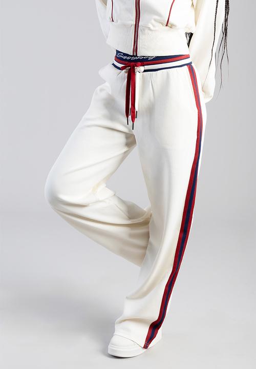 SISSY BOY - Off Your Game Wide Leg Track Pants With A Branded Elastic Waistband - Cream