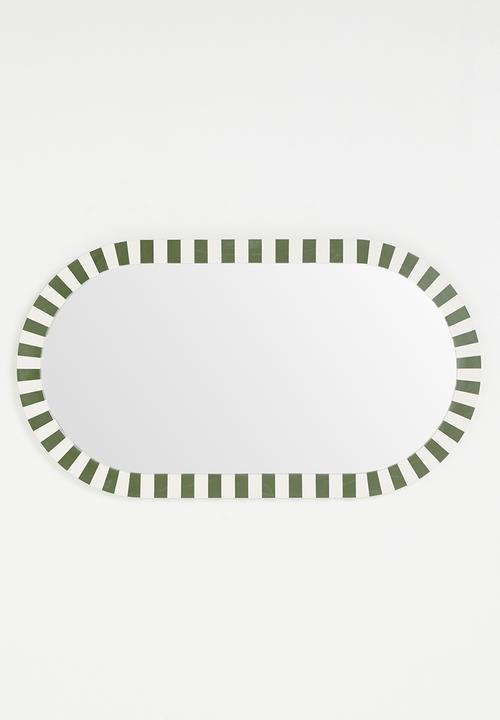 Sixth Floor - Resin Inlay Stripe Mirror Green & White