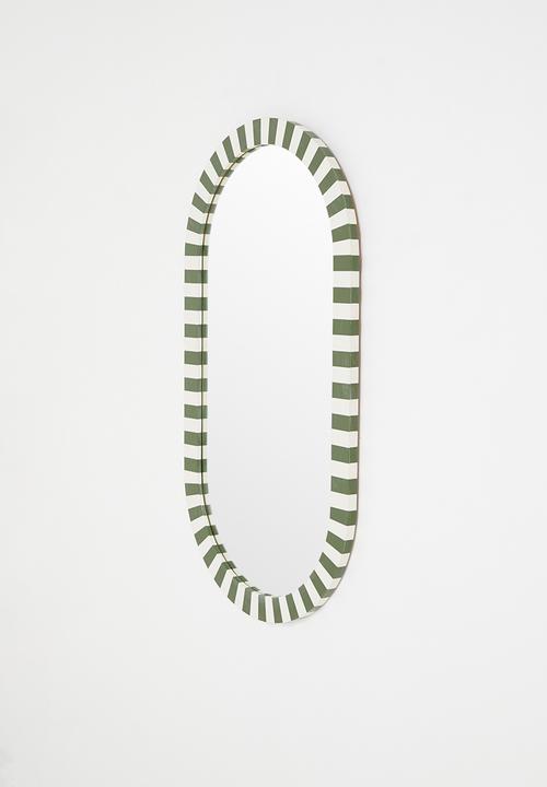 Sixth Floor - Resin Inlay Stripe Mirror Green & White