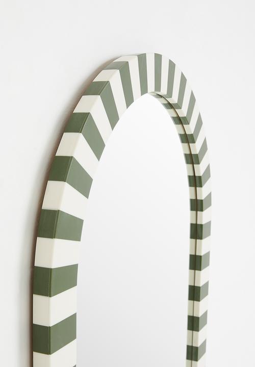 Sixth Floor - Resin Inlay Stripe Mirror Green & White