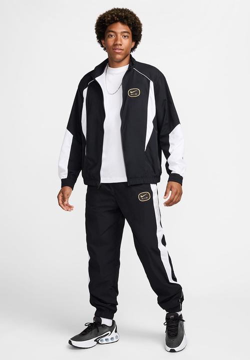 Nike - Nike Air Woven Track Top- Black/White/Metallic Gold