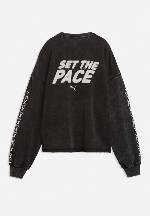 PUMA - Run Culture Collective Oversized Washed Graphic Crew Tr - Puma Black