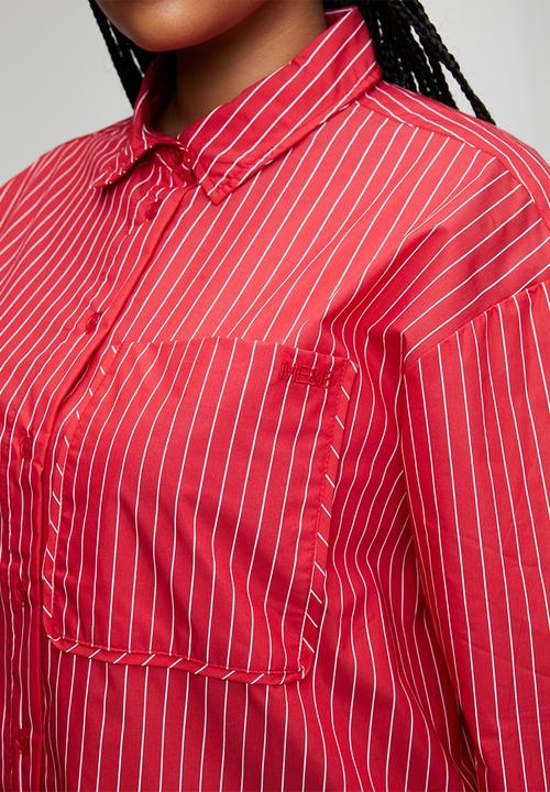 Me&B - Plus Ultimate Stripe Cotton Shirt - Red