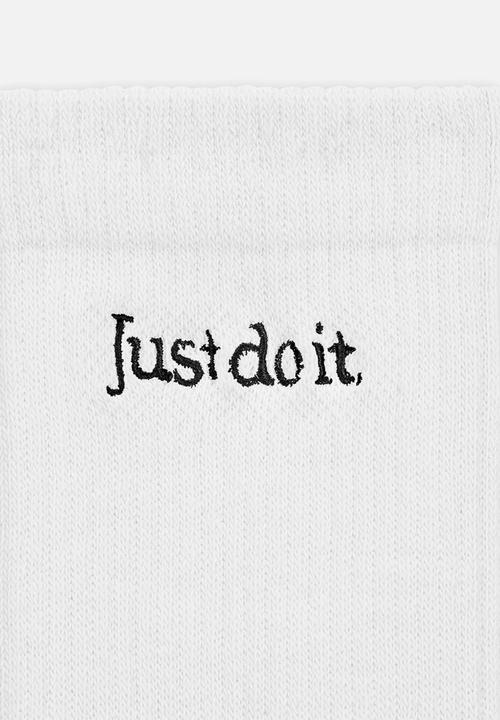 Nike - Everyday Elevated Just Do It Crew Socks (2 Pairs)- White&Black