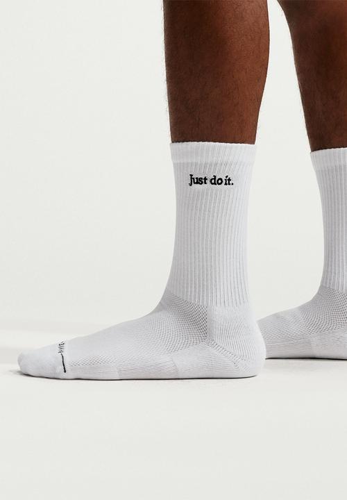 Nike - Everyday Elevated Just Do It Crew Socks (2 Pairs)- White&Black