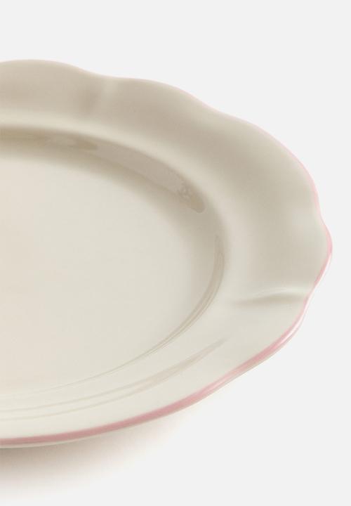 H&M - Stoneware dinner plate - light beige/pink