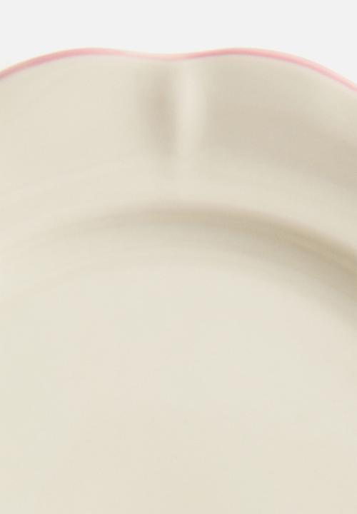H&M - Stoneware dinner plate - light beige/pink