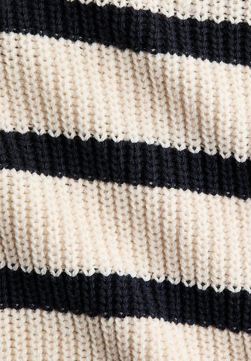 H&M - Cotton-blend jumper - light beige/striped