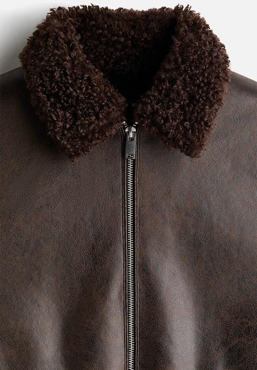 H&M - Teddy-lined jacket - dark brown
