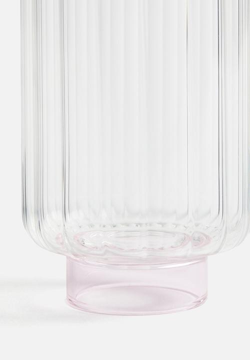 H&M - Fluted highball glass - transparent/pink
