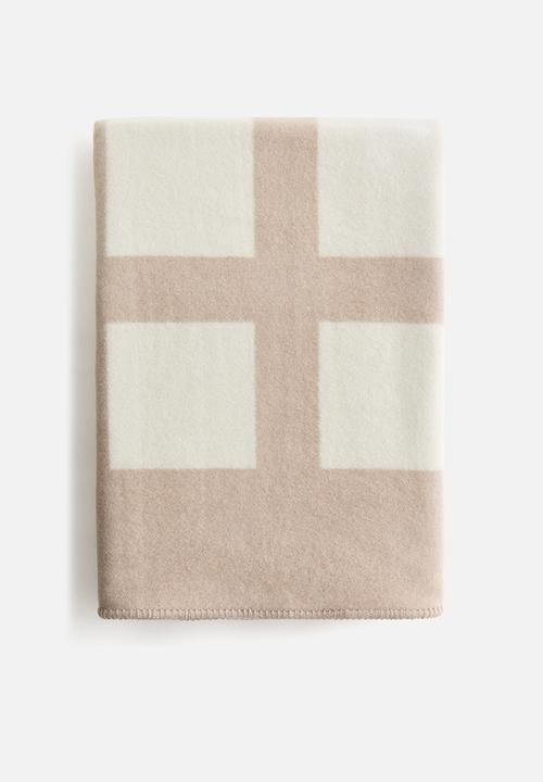 H&M - Wool-blend blanket - beige/colour block