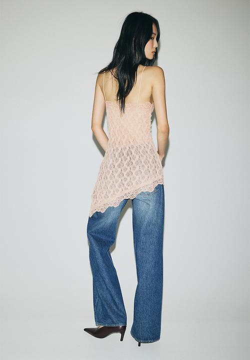 H&M - Lace-trimmed strappy top - beige
