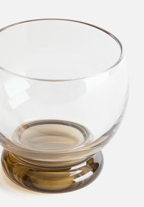 H&M - Mouth-blown tumbler glass - transparent/olive green