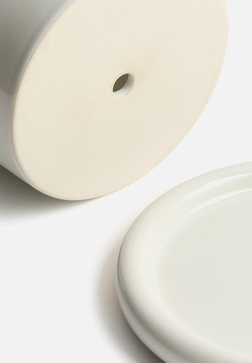 H&M - Stoneware plant pot with saucer - white