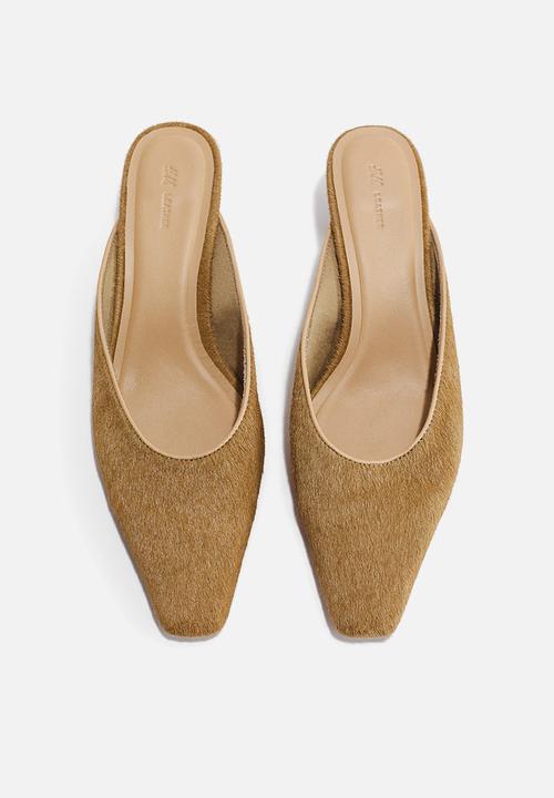 H&M - Heeled leather mules - beige