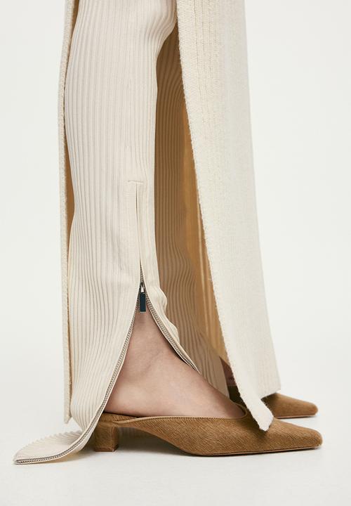 H&M - Heeled leather mules - beige