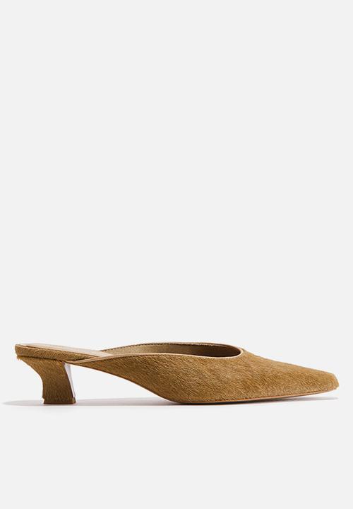 H&M - Heeled leather mules - beige